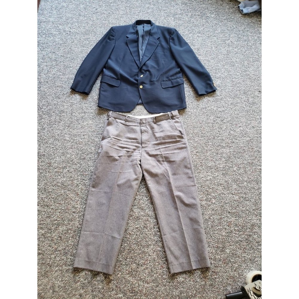 Navy Blazer and‎ Gray Trousers Set